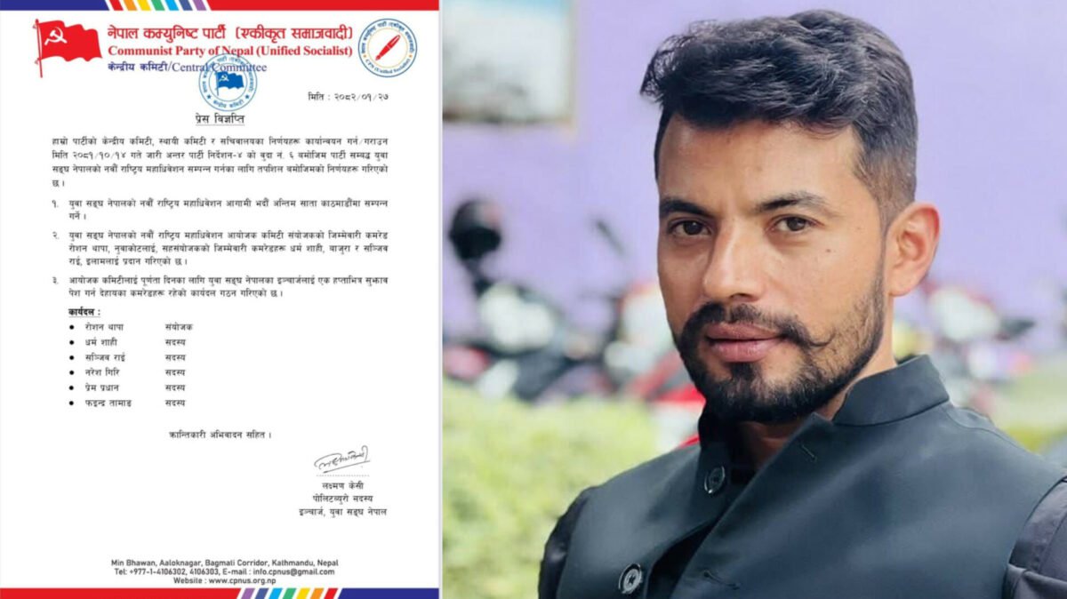 नेकपा एस निकट युवा संघ नेपालको संयोजकको जिम्मेवारी रोशन थापालाई